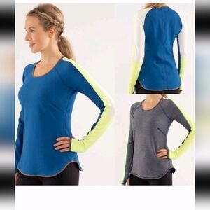 Lululemon Womens Runder Under Long SleeveLimitless Blue / Heathered Coal M